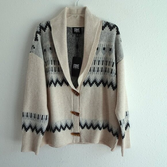 Frye Sweaters - FRYE Cardigan Sweater Women's Size L Beige Patterned Aztec Southwestern